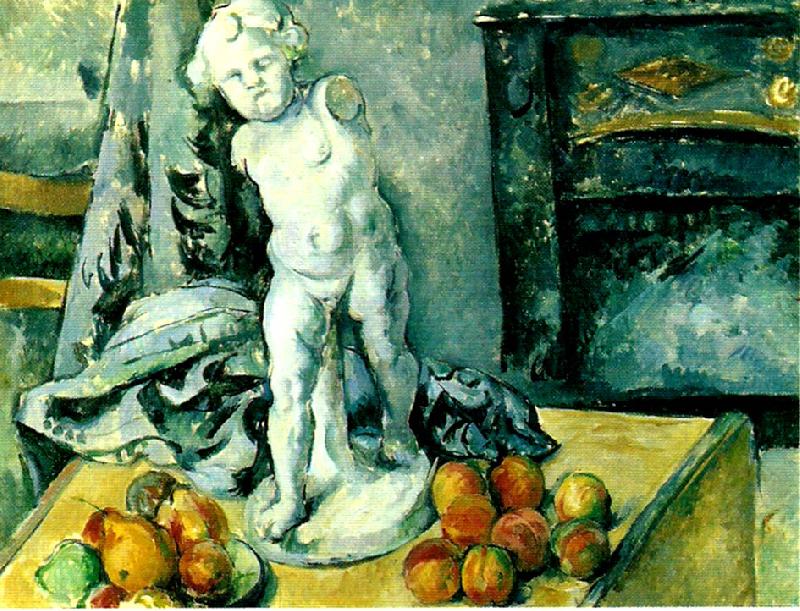 Paul Cezanne stilleben med statyett France oil painting art